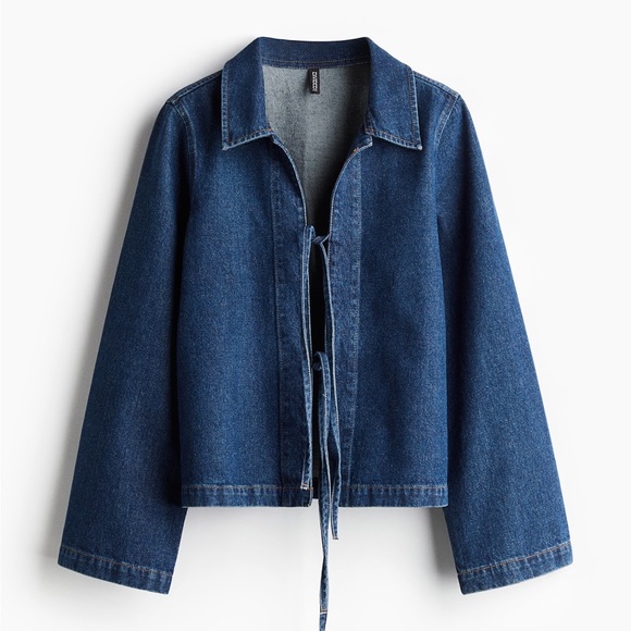 H&M Blue Denim Jacket with Tie Detail - Picture 3 of 4